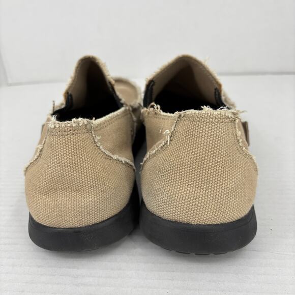 Crocs Santa Cruz Loafers Mens Size 9 Beige Tan Canvas Slip On Comfort Shoes - Picture 7 of 9